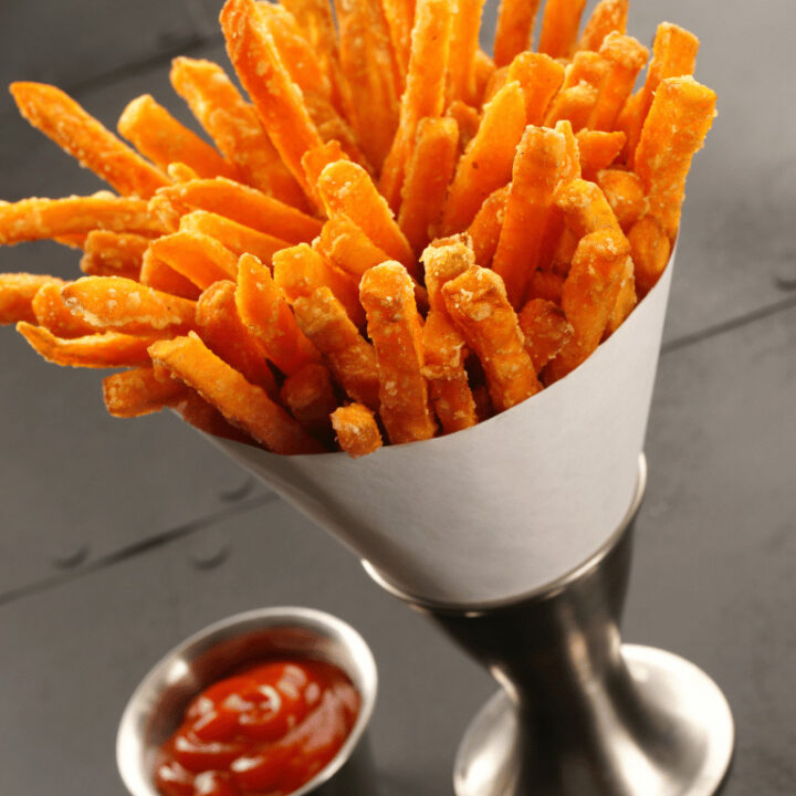 Air Fryer Sweet Potato Fries + Brown Sugar Ketchup